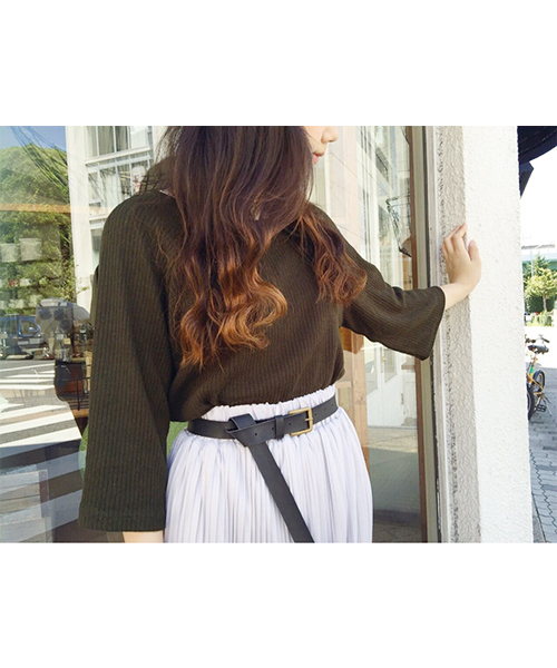 Kastane（カスタネ）の「リブカットソーP/O（Tシャツ/カットソー・レディース・アイボリー/チャコールグレー/カーキ/キャメル・FREE）」の3枚目の写真