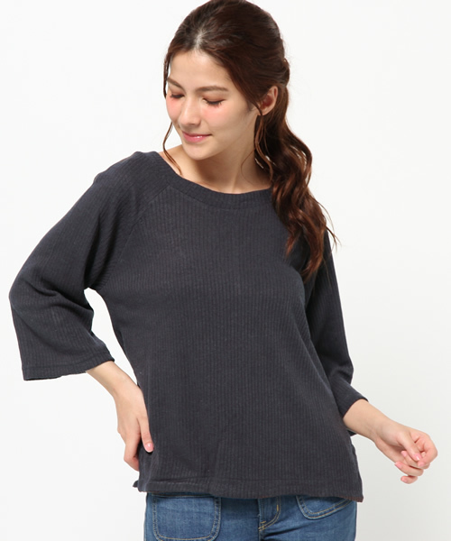 Kastane（カスタネ）の「リブカットソーP/O（Tシャツ/カットソー・レディース・アイボリー/チャコールグレー/カーキ/キャメル・FREE）」の12枚目の写真