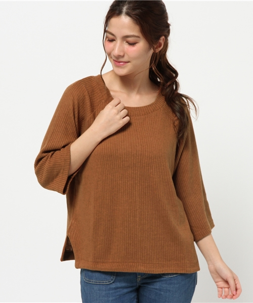 Kastane（カスタネ）の「リブカットソーP/O（Tシャツ/カットソー・レディース・アイボリー/チャコールグレー/カーキ/キャメル・FREE）」の15枚目の写真