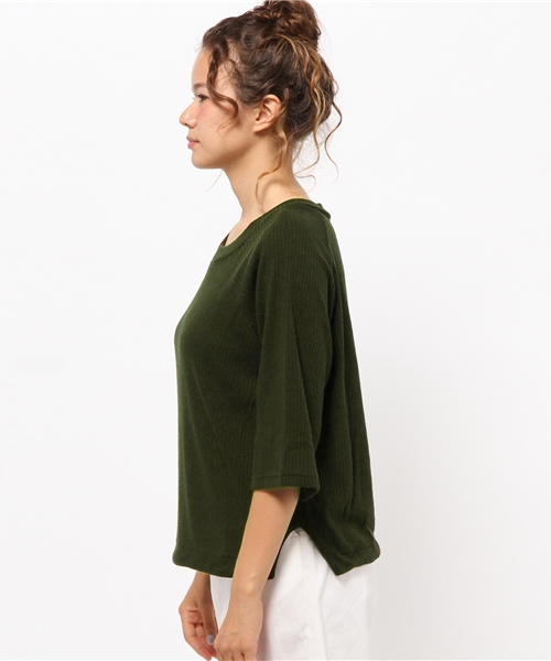 Kastane（カスタネ）の「リブカットソーP/O（Tシャツ/カットソー・レディース・アイボリー/チャコールグレー/カーキ/キャメル・FREE）」の6枚目の写真