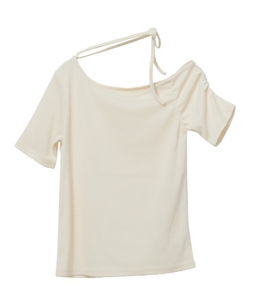 Rejoule(リジュール)の「ストラップチョーカー付きワンショル半袖Tシャツ(Tシャツ/カットソー・レディース・アイボリー/ブラック/グレー・FREE)」の13枚目の写真