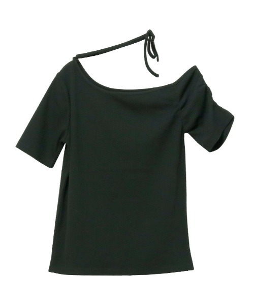 Rejoule(リジュール)の「ストラップチョーカー付きワンショル半袖Tシャツ(Tシャツ/カットソー・レディース・アイボリー/ブラック/グレー・FREE)」の14枚目の写真