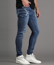 ダメージリペア加工スキニーデニムパンツ