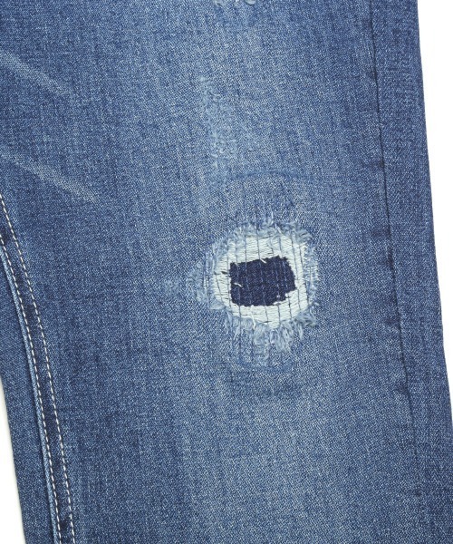 ダメージリペア加工スキニーデニムパンツ（デニムパンツ
