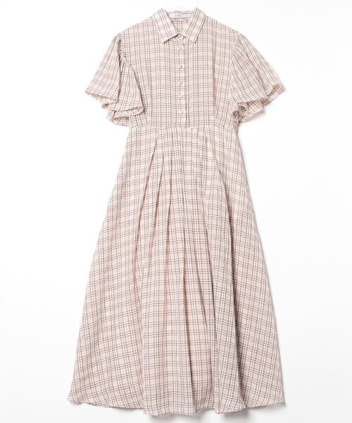 COEL コエル チェックプリーツシャツワンピース ベージュ ワンピース 