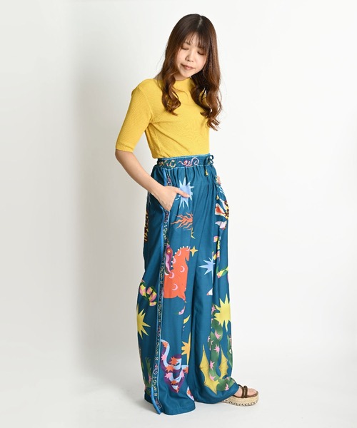 MARAI（マーライ）の「派手柄 ハイウエスト ウエストゴム ワイドパンツ（その他パンツ・レディース・グリーン・X-LARGE/XX-LARGE）」の17枚目の写真