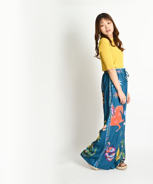 MARAI（マーライ）の「派手柄 ハイウエスト ウエストゴム ワイドパンツ（その他パンツ・レディース・グリーン・X-LARGE/XX-LARGE）」の13枚目の写真