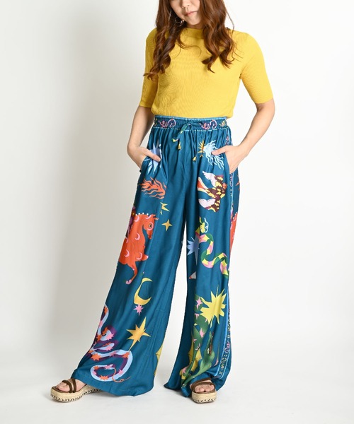 MARAI（マーライ）の「派手柄 ハイウエスト ウエストゴム ワイドパンツ（その他パンツ・レディース・グリーン・X-LARGE/XX-LARGE）」の19枚目の写真