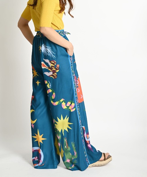 MARAI（マーライ）の「派手柄 ハイウエスト ウエストゴム ワイドパンツ（その他パンツ・レディース・グリーン・X-LARGE/XX-LARGE）」の7枚目の写真