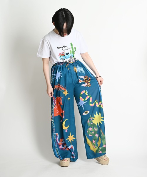 MARAI（マーライ）の「派手柄 ハイウエスト ウエストゴム ワイドパンツ（その他パンツ・レディース・グリーン・X-LARGE/XX-LARGE）」の9枚目の写真