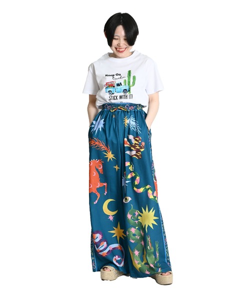 MARAI（マーライ）の「派手柄 ハイウエスト ウエストゴム ワイドパンツ（その他パンツ・レディース・グリーン・X-LARGE/XX-LARGE）」の21枚目の写真