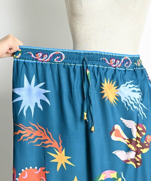 MARAI（マーライ）の「派手柄 ハイウエスト ウエストゴム ワイドパンツ（その他パンツ・レディース・グリーン・X-LARGE/XX-LARGE）」の14枚目の写真