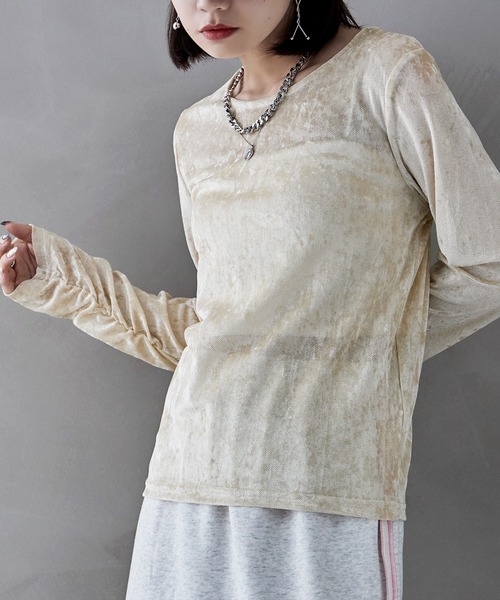 tシャツ 「WEB限定」クラッシュベロアシャーリングカットソー レディース tシャツ 「WEB限定」クラッシュベロアシャーリングカットソー