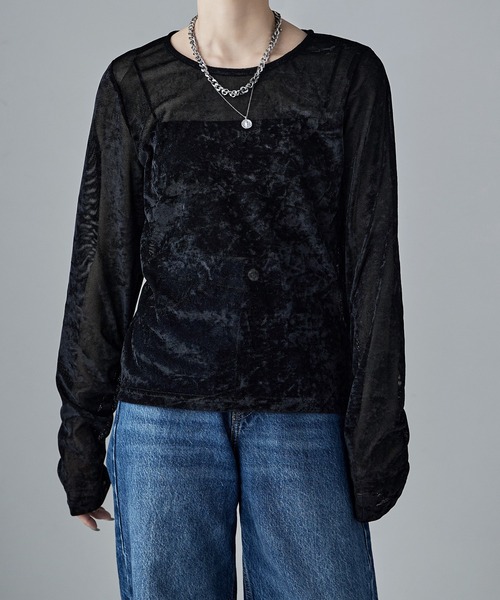 tシャツ 「WEB限定」クラッシュベロアシャーリングカットソー レディース tシャツ 「WEB限定」クラッシュベロアシャーリングカットソー