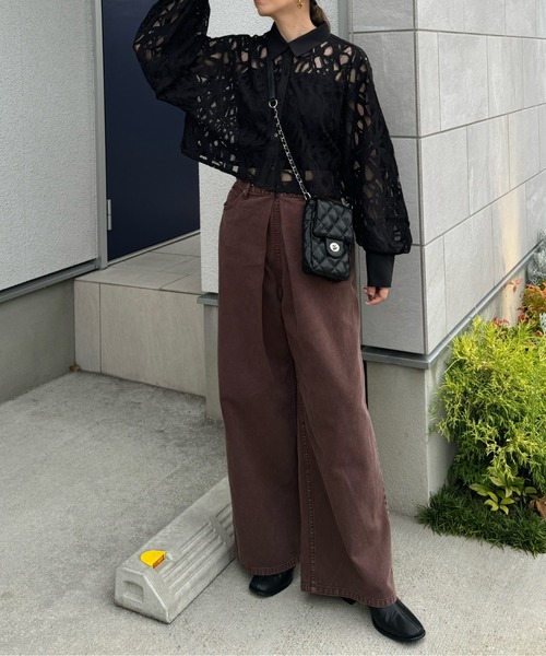 y/m by misato（イムバイミサト）の「レースショートブラウス（シャツ/ブラウス・レディース・ブラック/オフホワイト・FREE）」の16枚目の写真