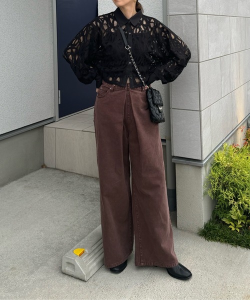y/m by misato（イムバイミサト）の「レースショートブラウス（シャツ/ブラウス・レディース・ブラック/オフホワイト・FREE）」の10枚目の写真