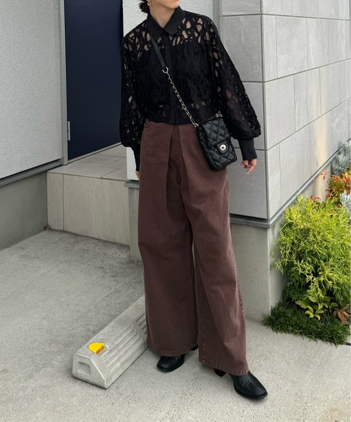 y/m by misato（イムバイミサト）の「レースショートブラウス（シャツ/ブラウス・レディース・ブラック/オフホワイト・FREE）」の11枚目の写真