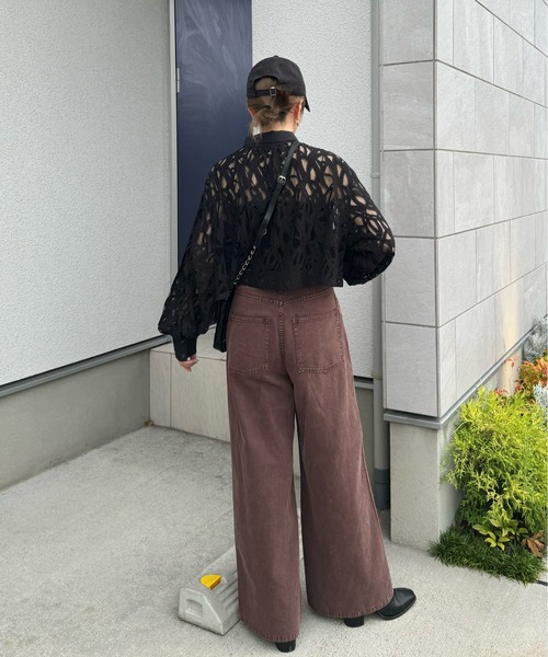 y/m by misato（イムバイミサト）の「レースショートブラウス（シャツ/ブラウス・レディース・ブラック/オフホワイト・FREE）」の15枚目の写真