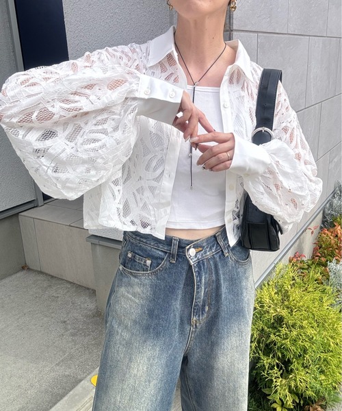 y/m by misato（イムバイミサト）の「レースショートブラウス（シャツ/ブラウス・レディース・ブラック/オフホワイト・FREE）」の18枚目の写真