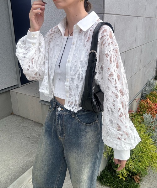 y/m by misato（イムバイミサト）の「レースショートブラウス（シャツ/ブラウス・レディース・ブラック/オフホワイト・FREE）」の20枚目の写真