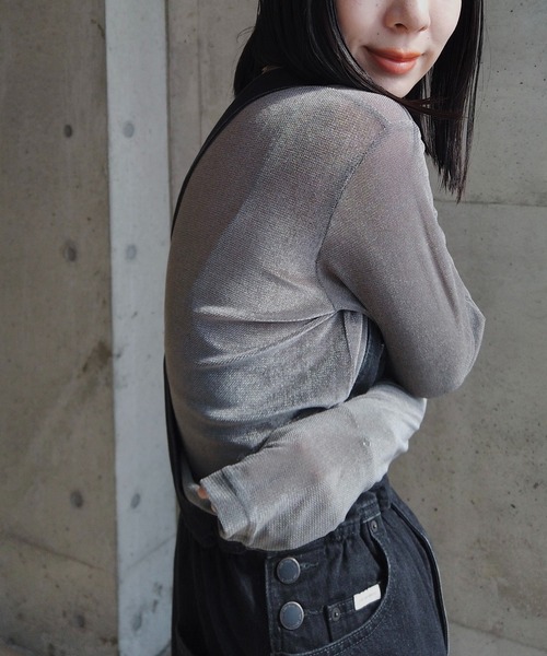 y/m by RIKA（イムバイリカ）の「シアーベロアトップス（Tシャツ/カットソー・レディース・イエロー/ブラック/グレー・FREE）」の3枚目の写真