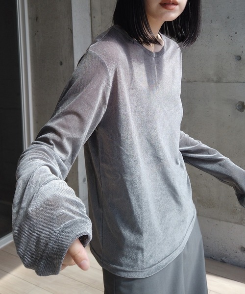 y/m by RIKA（イムバイリカ）の「シアーベロアトップス（Tシャツ/カットソー・レディース・イエロー/ブラック/グレー・FREE）」の11枚目の写真