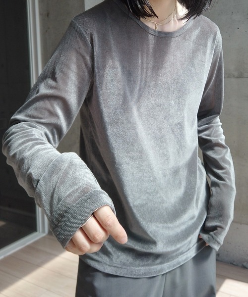 y/m by RIKA（イムバイリカ）の「シアーベロアトップス（Tシャツ/カットソー・レディース・イエロー/ブラック/グレー・FREE）」の12枚目の写真