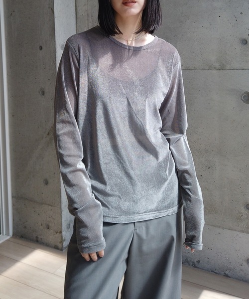 y/m by RIKA（イムバイリカ）の「シアーベロアトップス（Tシャツ/カットソー・レディース・イエロー/ブラック/グレー・FREE）」の13枚目の写真