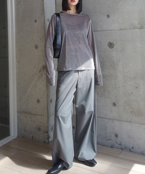 y/m by RIKA（イムバイリカ）の「シアーベロアトップス（Tシャツ/カットソー・レディース・イエロー/ブラック/グレー・FREE）」の17枚目の写真