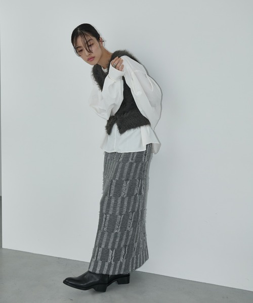 AIC.（エーアイシー）の「バルキーフリンジニットロングスカート（スカート・レディース・チャコールグレー/ブラック・FREE）」の21枚目の写真