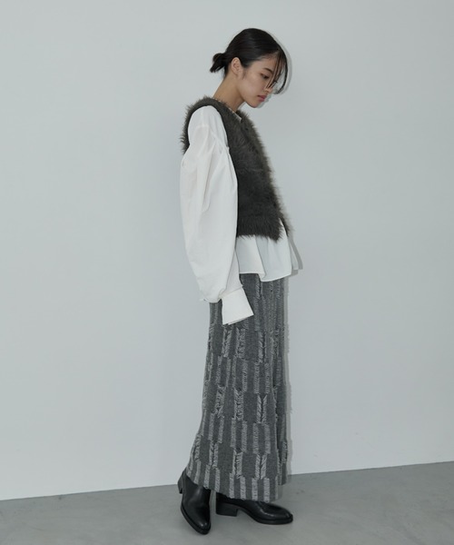 AIC.（エーアイシー）の「バルキーフリンジニットロングスカート（スカート・レディース・チャコールグレー/ブラック・FREE）」の22枚目の写真