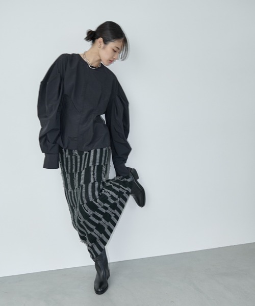 AIC.（エーアイシー）の「バルキーフリンジニットロングスカート（スカート・レディース・チャコールグレー/ブラック・FREE）」の10枚目の写真