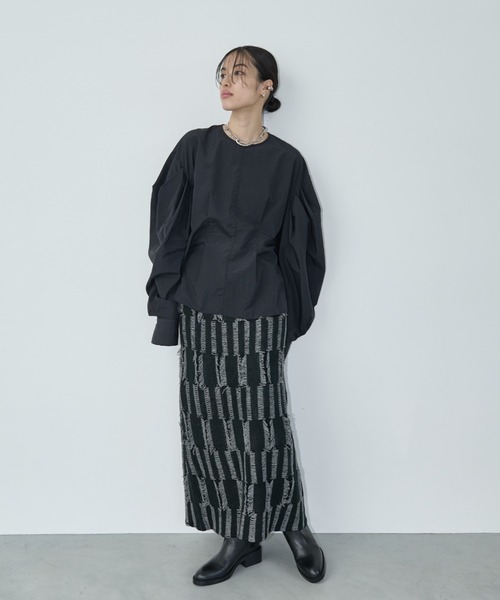AIC.（エーアイシー）の「バルキーフリンジニットロングスカート（スカート・レディース・チャコールグレー/ブラック・FREE）」の8枚目の写真