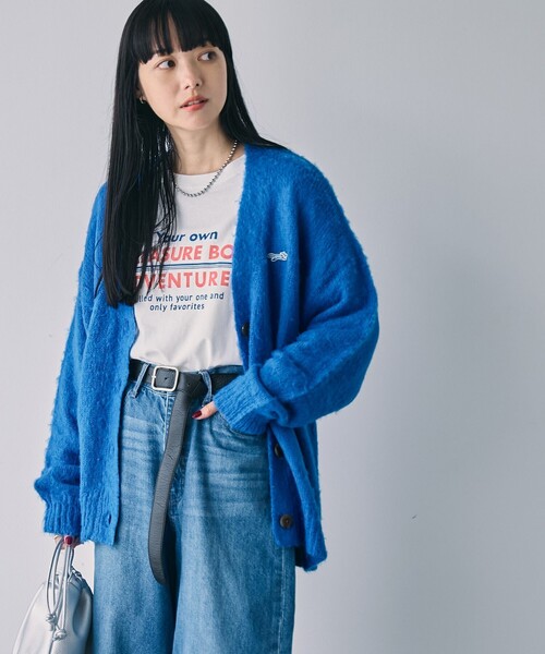 PENNEYS（ぺニーズ）の「PENNEYS（ぺニーズ）別注シャギーVネックカーディガン（カーディガン/ボレロ・レディース・ダークブラウン/オフホワイト/コバルトブルー/ワインレッド・M/L）」の3枚目の写真