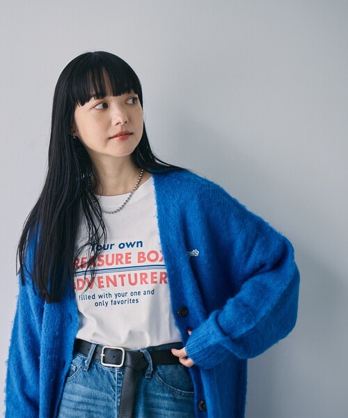 PENNEYS（ぺニーズ）の「PENNEYS（ぺニーズ）別注シャギーVネックカーディガン（カーディガン/ボレロ・レディース・ダークブラウン/オフホワイト/コバルトブルー/ワインレッド・M/L）」の8枚目の写真