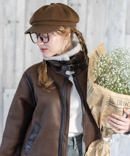 clear（クリア）の「レザー切替キャスケット [シンプル 着回し抜群 カジュアル]≪再入荷≫（キャスケット・レディース・ブラック/キャメル/ベージュ・F）」の18枚目の写真