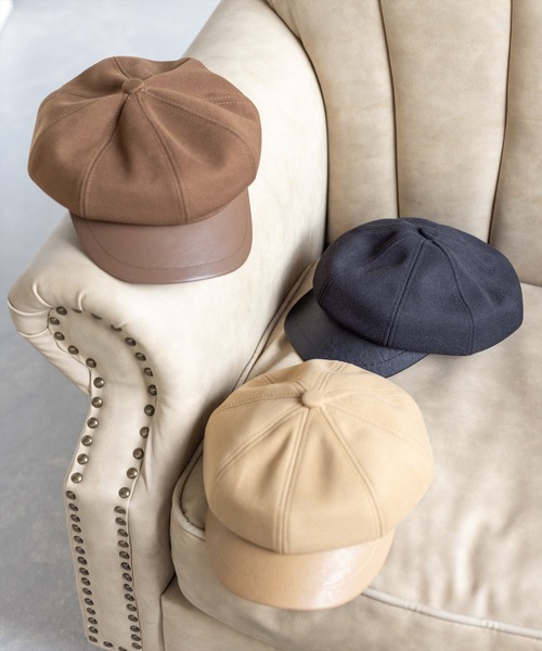 clear（クリア）の「レザー切替キャスケット [シンプル 着回し抜群 カジュアル]≪再入荷≫（キャスケット・レディース・ブラック/キャメル/ベージュ・F）」の16枚目の写真