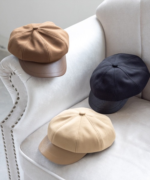 clear（クリア）の「レザー切替キャスケット [シンプル 着回し抜群 カジュアル]≪再入荷≫（キャスケット・レディース・ブラック/キャメル/ベージュ・F）」の17枚目の写真