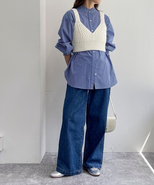 fredy emue（フレディエミュ）の「ニットビスチェ（ニット/セーター・レディース・アイボリー/チャコールグレー・38）」の3枚目の写真