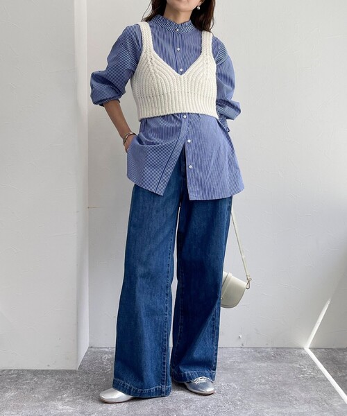 fredy emue（フレディエミュ）の「ニットビスチェ（ニット/セーター・レディース・アイボリー/チャコールグレー・38）」の4枚目の写真