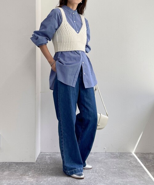 fredy emue（フレディエミュ）の「ニットビスチェ（ニット/セーター・レディース・アイボリー/チャコールグレー・38）」の5枚目の写真