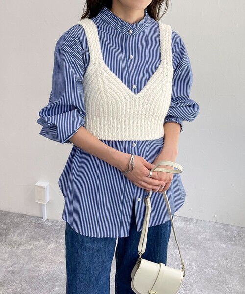 fredy emue（フレディエミュ）の「ニットビスチェ（ニット/セーター・レディース・アイボリー/チャコールグレー・38）」の8枚目の写真