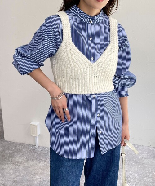 fredy emue（フレディエミュ）の「ニットビスチェ（ニット/セーター・レディース・アイボリー/チャコールグレー・38）」の9枚目の写真