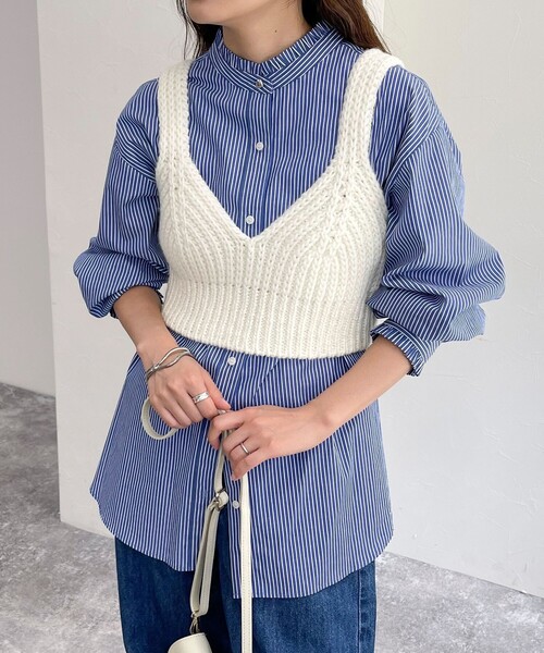 fredy emue（フレディエミュ）の「ニットビスチェ（ニット/セーター・レディース・アイボリー/チャコールグレー・38）」の10枚目の写真