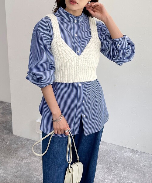 fredy emue（フレディエミュ）の「ニットビスチェ（ニット/セーター・レディース・アイボリー/チャコールグレー・38）」の11枚目の写真