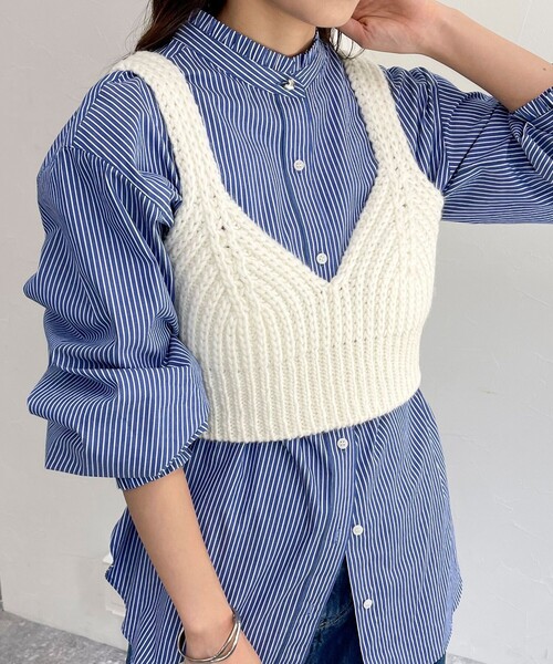 fredy emue（フレディエミュ）の「ニットビスチェ（ニット/セーター・レディース・アイボリー/チャコールグレー・38）」の14枚目の写真