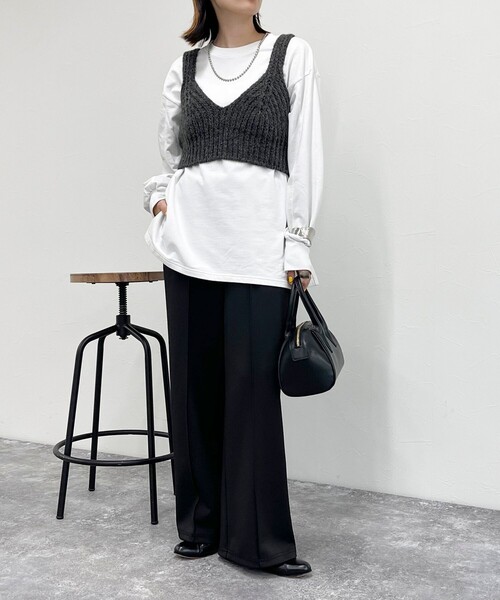 fredy emue（フレディエミュ）の「ニットビスチェ（ニット/セーター・レディース・アイボリー/チャコールグレー・38）」の19枚目の写真