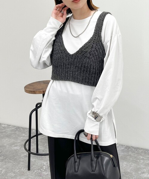 fredy emue（フレディエミュ）の「ニットビスチェ（ニット/セーター・レディース・アイボリー/チャコールグレー・38）」の20枚目の写真