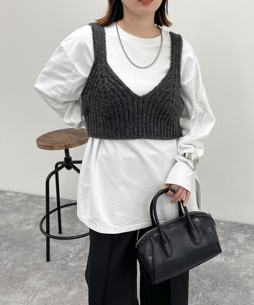 fredy emue（フレディエミュ）の「ニットビスチェ（ニット/セーター・レディース・アイボリー/チャコールグレー・38）」の21枚目の写真