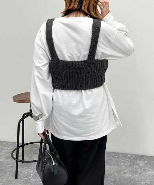 fredy emue（フレディエミュ）の「ニットビスチェ（ニット/セーター・レディース・アイボリー/チャコールグレー・38）」の22枚目の写真